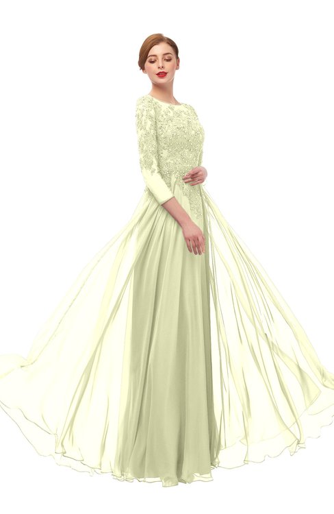 ColsBM Dixie Anise Flower Bridesmaid Dresses Lace Zip up Mature Floor Length Bateau Three-fourths Length Sleeve
