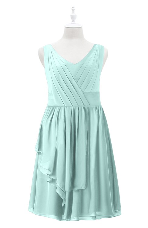 ColsBM Mariyah Blue Glass Plus Size Bridesmaid Dresses Romantic Sheath Tea Length Sleeveless Pick up V-neck