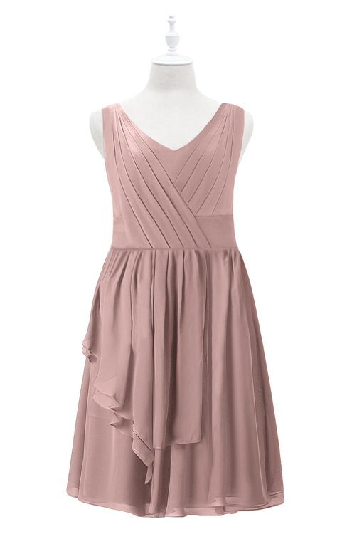 ColsBM Mariyah Blush Pink Plus Size Bridesmaid Dresses Romantic Sheath Tea Length Sleeveless Pick up V-neck