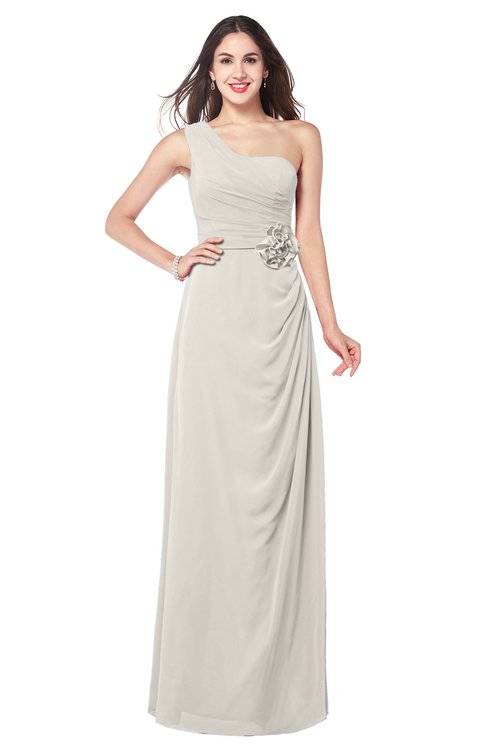 ColsBM Selby Off White Bridesmaid Dresses Floor Length Sheath Flower Zip up Modern Sleeveless