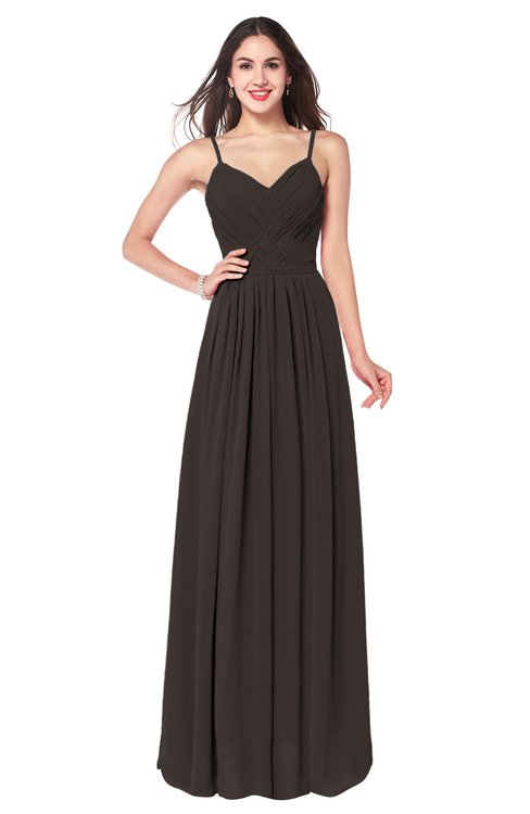ColsBM Kinley Java Bridesmaid Dresses Sleeveless Sexy Half Backless Pleated A-line Floor Length