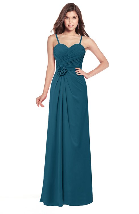 ColsBM Terell Moroccan Blue Bridesmaid Dresses Appliques Floor Length Modern Sleeveless Strapless Half Backless
