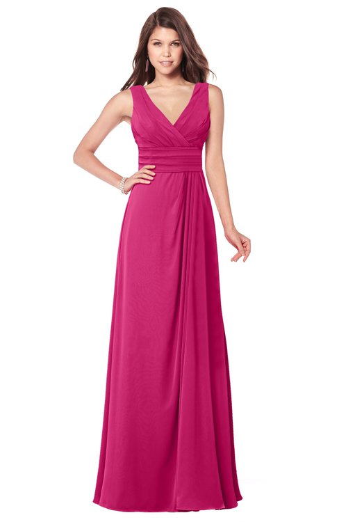 ColsBM Madisyn Beetroot Purple Bridesmaid Dresses Sleeveless Half Backless Sexy A-line Floor Length V-neck