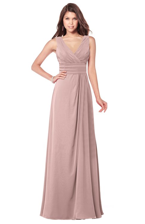 ColsBM Madisyn Blush Pink Bridesmaid Dresses Sleeveless Half Backless Sexy A-line Floor Length V-neck