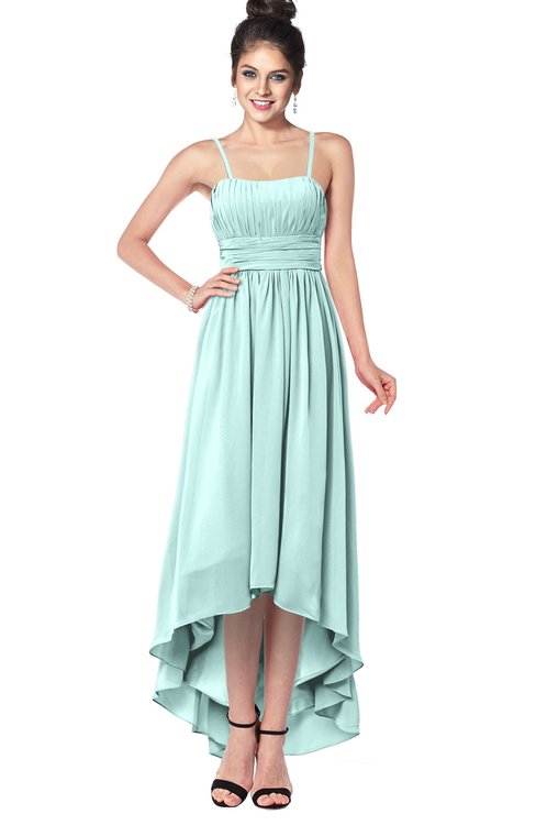ColsBM Kinsley Blue Glass Bridesmaid Dresses Half Backless Hi-Lo A-line Mature Sleeveless Spaghetti