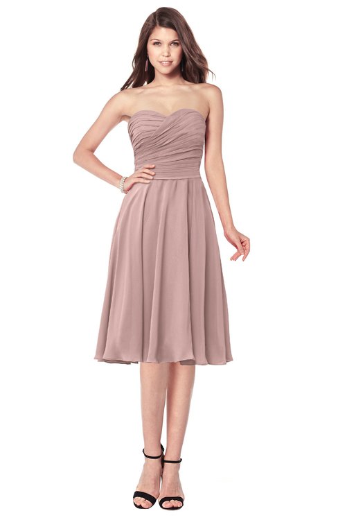 ColsBM Purdie Blush Pink Bridesmaid Dresses A-line Strapless Half Backless Tea Length Sleeveless Gorgeous