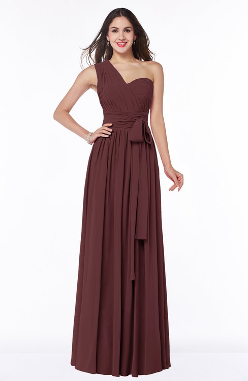 ColsBM Emmeline Burgundy Modern A-line Half Backless Chiffon Floor Length Ruching Plus Size Bridesmaid Dresses