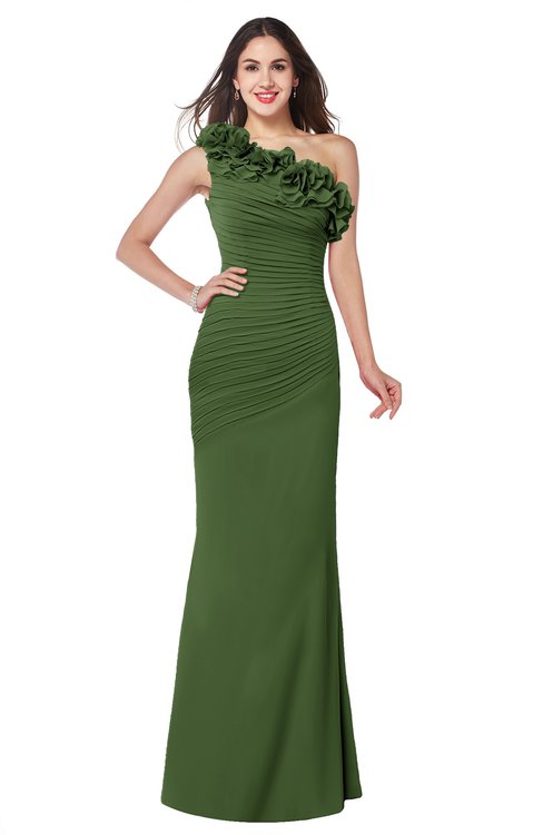 ColsBM Lisa Garden Green Sexy Fit-n-Flare Sleeveless Half Backless Chiffon Flower Plus Size Bridesmaid Dresses