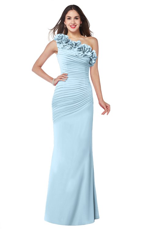 ColsBM Lisa Ice Blue Sexy Fit-n-Flare Sleeveless Half Backless Chiffon Flower Plus Size Bridesmaid Dresses