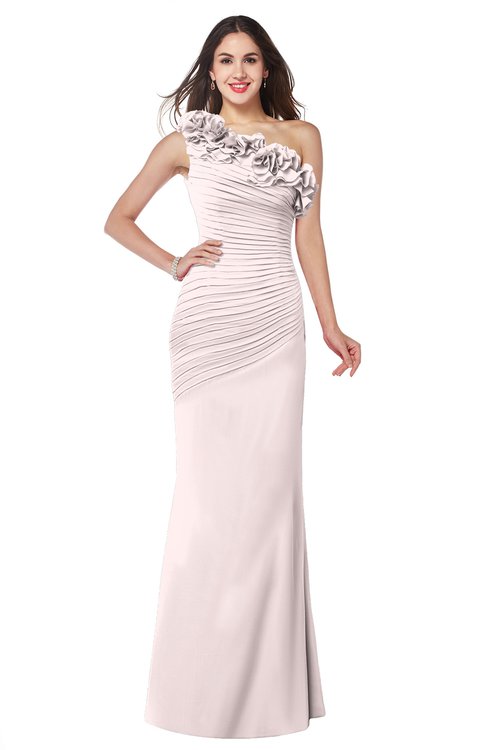 ColsBM Lisa Light Pink Sexy Fit-n-Flare Sleeveless Half Backless Chiffon Flower Plus Size Bridesmaid Dresses