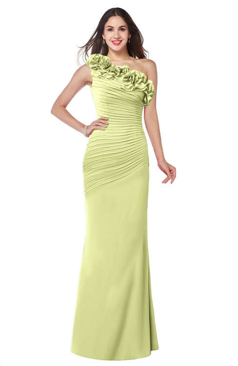 ColsBM Lisa Lime Green Sexy Fit-n-Flare Sleeveless Half Backless Chiffon Flower Plus Size Bridesmaid Dresses