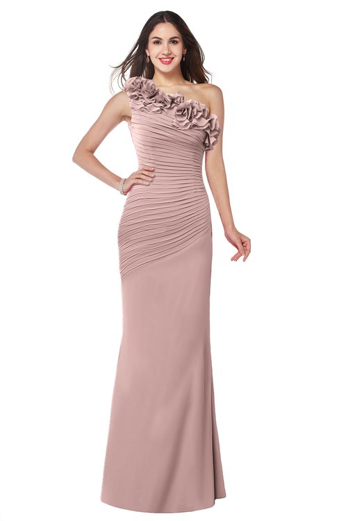 ColsBM Lisa Nectar Pink Sexy Fit-n-Flare Sleeveless Half Backless Chiffon Flower Plus Size Bridesmaid Dresses