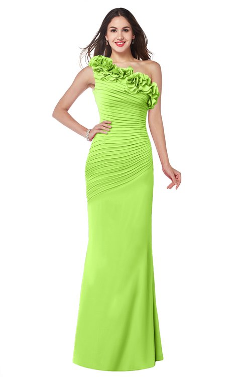 ColsBM Lisa Sharp Green Sexy Fit-n-Flare Sleeveless Half Backless Chiffon Flower Plus Size Bridesmaid Dresses