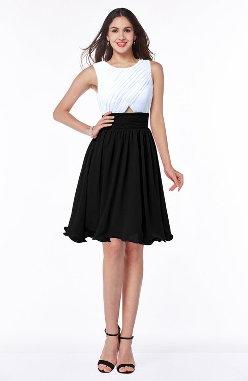 ColsBM Hallie Black Cute A-line Jewel Zipper Chiffon Plus Size Bridesmaid Dresses