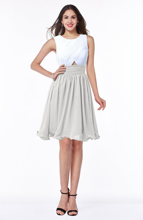 ColsBM Hallie Cloud White Cute A-line Jewel Zipper Chiffon Plus Size Bridesmaid Dresses