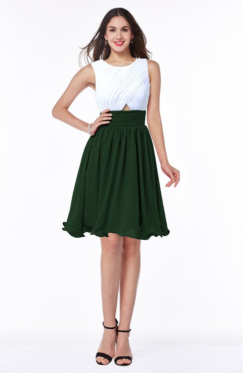 ColsBM Hallie Hunter Green Cute A-line Jewel Zipper Chiffon Plus Size Bridesmaid Dresses