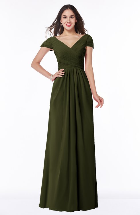 ColsBM Evie Beech Glamorous A-line Short Sleeve Floor Length Ruching Plus Size Bridesmaid Dresses