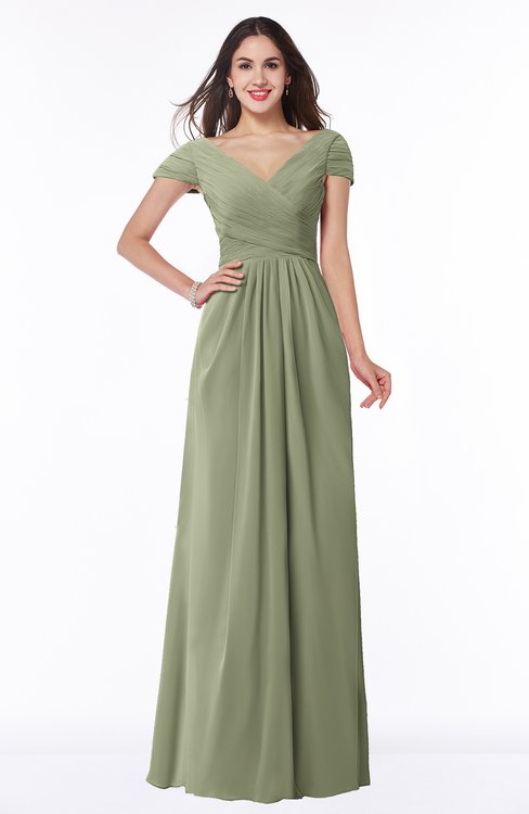 ColsBM Evie Bog Glamorous A-line Short Sleeve Floor Length Ruching Plus Size Bridesmaid Dresses