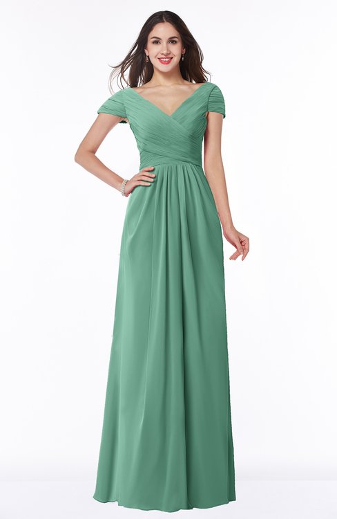 ColsBM Evie Bristol Blue Glamorous A-line Short Sleeve Floor Length Ruching Plus Size Bridesmaid Dresses