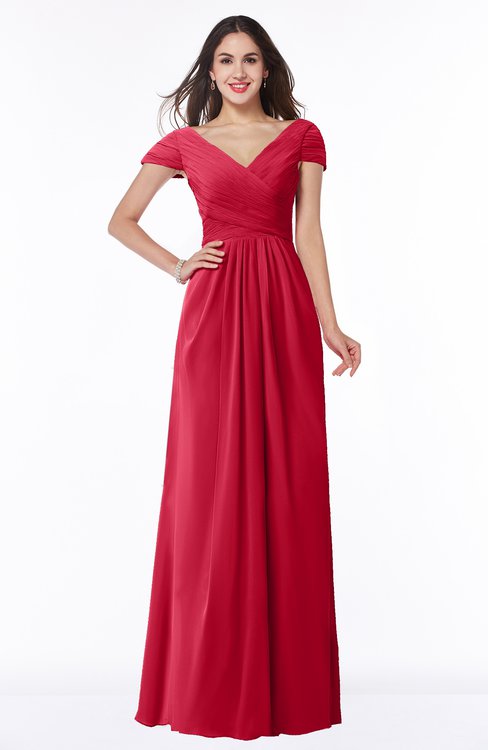 ColsBM Evie Lollipop Glamorous A-line Short Sleeve Floor Length Ruching Plus Size Bridesmaid Dresses