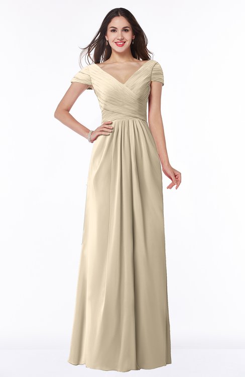ColsBM Evie Novelle Peach Glamorous A-line Short Sleeve Floor Length Ruching Plus Size Bridesmaid Dresses