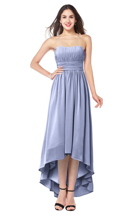ColsBM Autumn Blue Heron Simple A-line Sleeveless Zip up Asymmetric Ruching Plus Size Bridesmaid Dresses