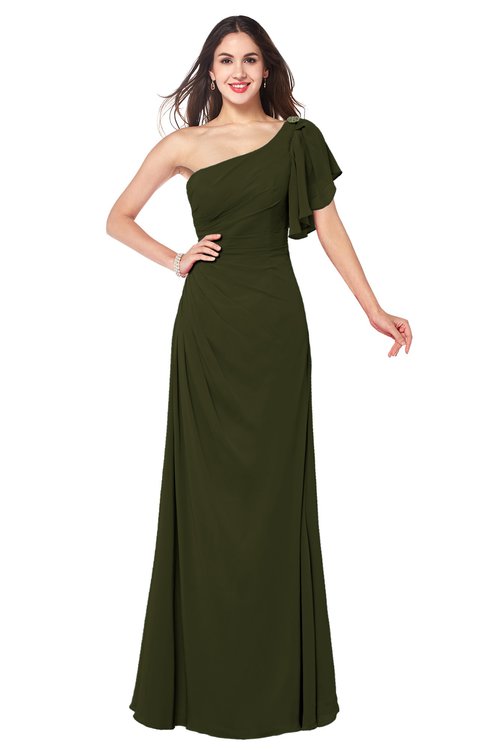 ColsBM Camryn Beech Modern A-line Short Sleeve Half Backless Floor Length Ruching Plus Size Bridesmaid Dresses