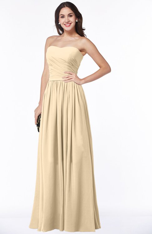ColsBM Janelle Apricot Gelato Modern Zip up Chiffon Floor Length Pleated Plus Size Bridesmaid Dresses