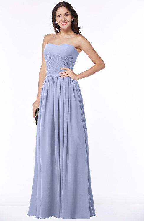 ColsBM Janelle Blue Heron Modern Zip up Chiffon Floor Length Pleated Plus Size Bridesmaid Dresses