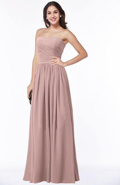 ColsBM Janelle Bridal Rose Modern Zip up Chiffon Floor Length Pleated Plus Size Bridesmaid Dresses