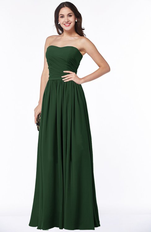 ColsBM Janelle Hunter Green Modern Zip up Chiffon Floor Length Pleated Plus Size Bridesmaid Dresses
