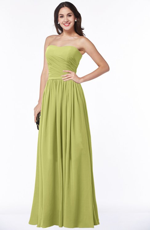 ColsBM Janelle Linden Green Modern Zip up Chiffon Floor Length Pleated Plus Size Bridesmaid Dresses