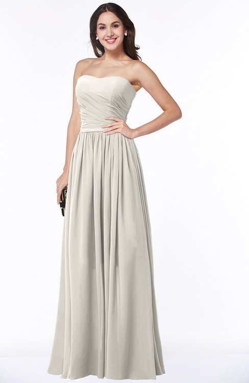 ColsBM Janelle Off White Modern Zip up Chiffon Floor Length Pleated Plus Size Bridesmaid Dresses