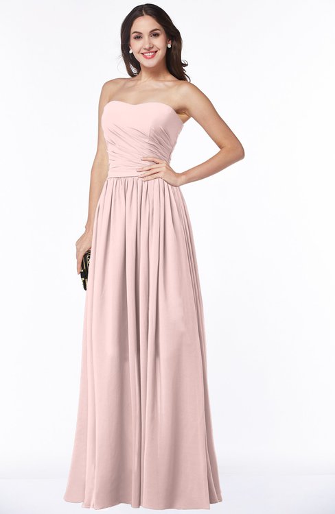 ColsBM Janelle Pastel Pink Modern Zip up Chiffon Floor Length Pleated Plus Size Bridesmaid Dresses