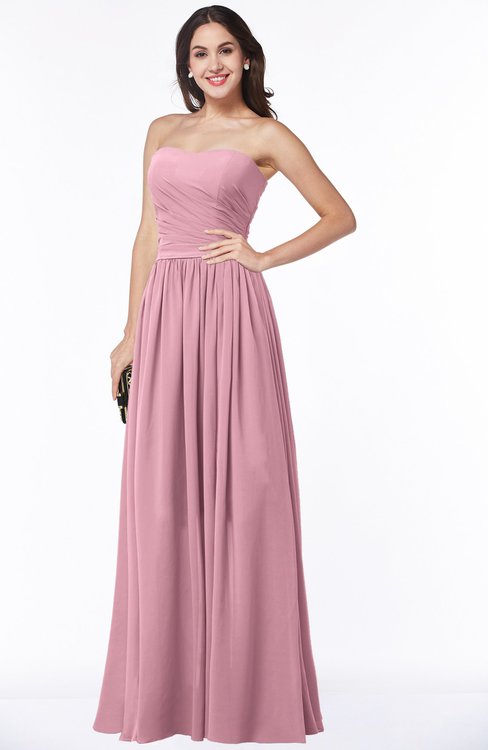 ColsBM Janelle Rosebloom Modern Zip up Chiffon Floor Length Pleated Plus Size Bridesmaid Dresses
