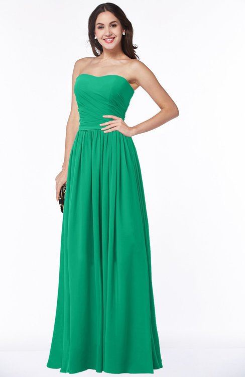 ColsBM Janelle Sea Green Modern Zip up Chiffon Floor Length Pleated Plus Size Bridesmaid Dresses
