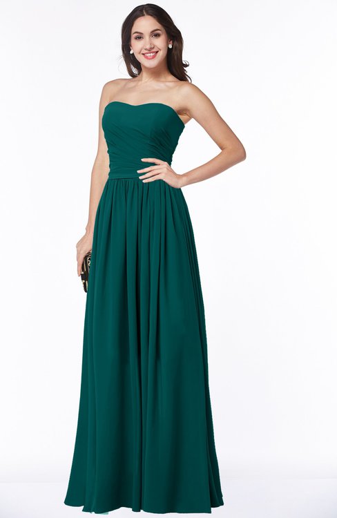 ColsBM Janelle Shaded Spruce Modern Zip up Chiffon Floor Length Pleated Plus Size Bridesmaid Dresses