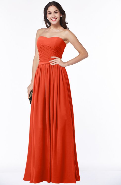 ColsBM Janelle Tangerine Tango Modern Zip up Chiffon Floor Length Pleated Plus Size Bridesmaid Dresses