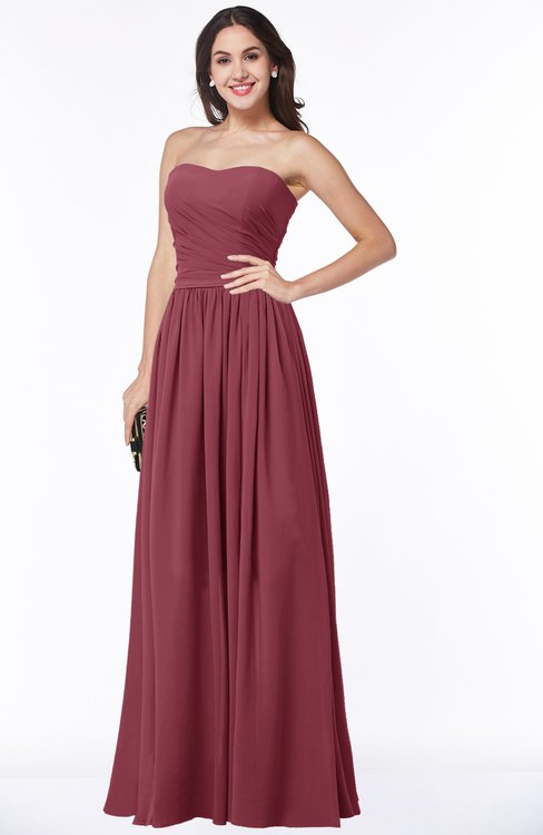 ColsBM Janelle Wine Modern Zip up Chiffon Floor Length Pleated Plus Size Bridesmaid Dresses