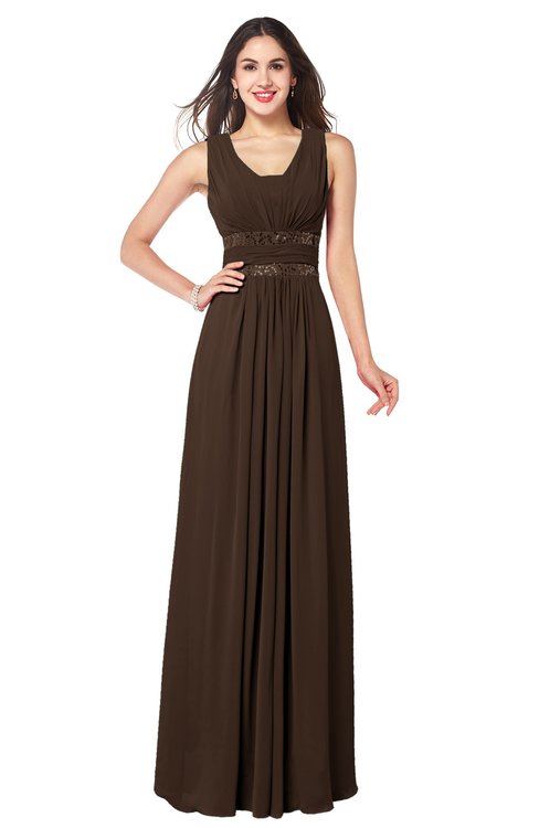 ColsBM Kelly Copper Glamorous A-line Zip up Chiffon Sash Plus Size Bridesmaid Dresses