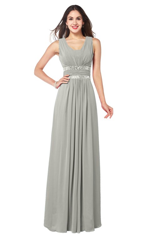 ColsBM Kelly Platinum Glamorous A-line Zip up Chiffon Sash Plus Size Bridesmaid Dresses
