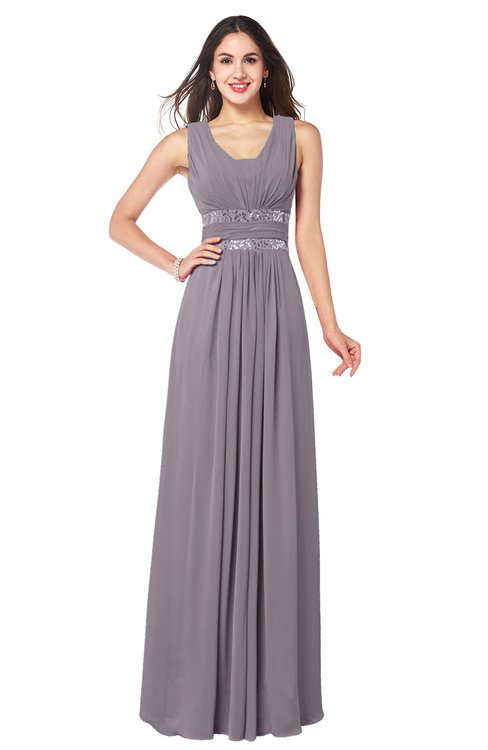 ColsBM Kelly Sea Fog Glamorous A-line Zip up Chiffon Sash Plus Size Bridesmaid Dresses