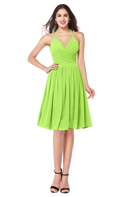 ColsBM Maleah Sharp Green Modern A-line Halter Half Backless Knee Length Ruching Plus Size Bridesmaid Dresses