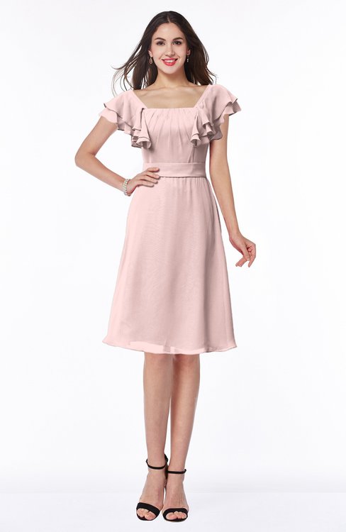 Bridesmaid Dresses 2019 Pastel Pink color Knee Length With Sleeves Gorgeous  Vintage Trends Online - ColorsBridesmaid