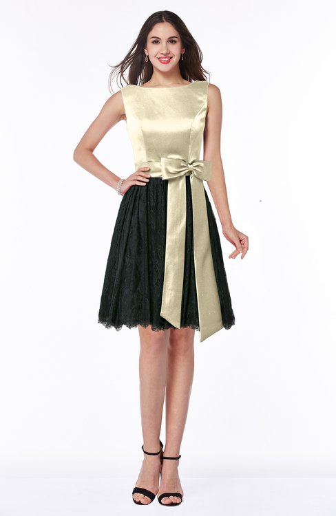 Bridesmaid Dresses Champagne color Knee Length Sleeveless Bow Hourglass  Elegant Fashion/Modern Gorgeous Romantic 500+ styles - ColorsBridesmaid