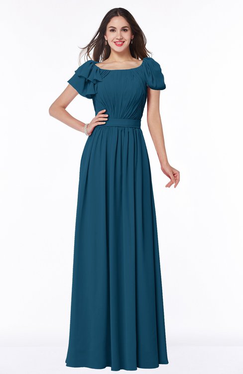 ColsBM Thalia Moroccan Blue Mature A-line Zipper Chiffon Floor Length Plus Size Bridesmaid Dresses