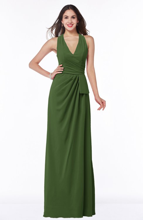 ColsBM Alma Garden Green Elegant A-line Halter Sleeveless Zipper Chiffon Plus Size Bridesmaid Dresses