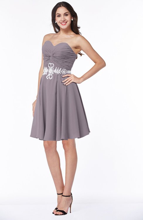 ColsBM Addisyn Sea Fog Simple Sweetheart Chiffon Knee Length Appliques Plus Size Bridesmaid Dresses