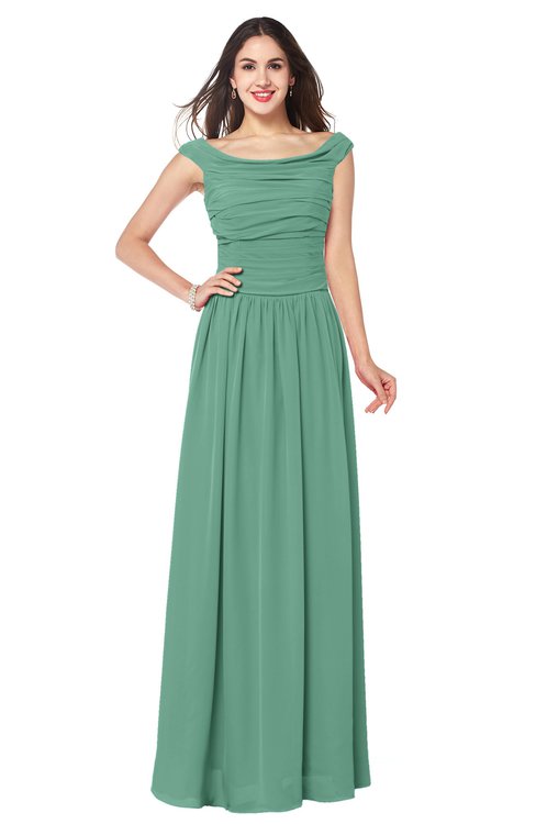 ColsBM Tatiana Beryl Green Antique A-line V-neck Sleeveless Pleated Plus Size Bridesmaid Dresses