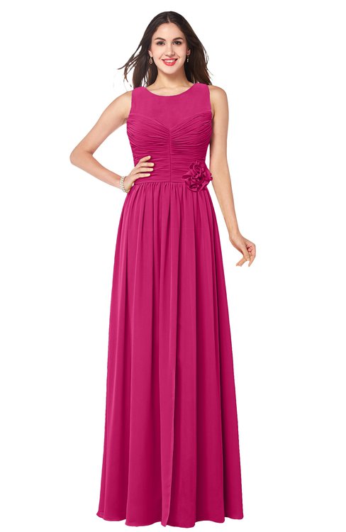 ColsBM Carla Beetroot Purple Romantic Jewel Zipper Chiffon Pleated Plus Size Bridesmaid Dresses
